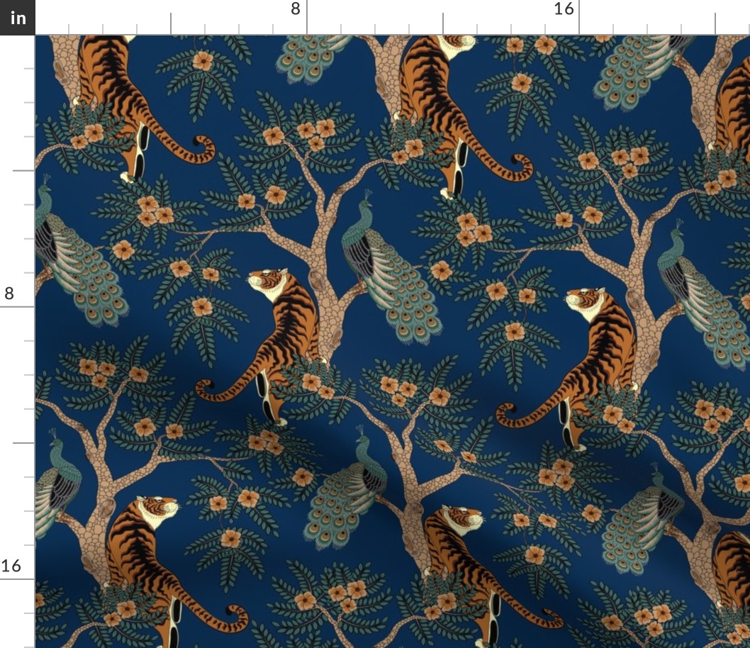 tiger and peacock blue (medium scale)