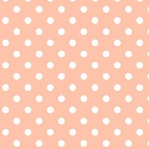Dark Dotty: Blush Peach & White Polka Dot, Peach Dotted