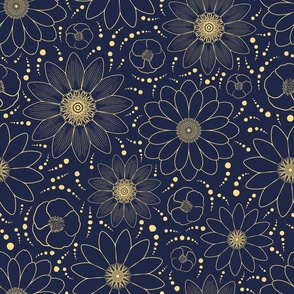 Mandala buttercups gold and blue