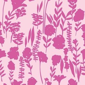 Large // Wildflowers Ditsy Raspberry Pink on Pale Pink // 12”