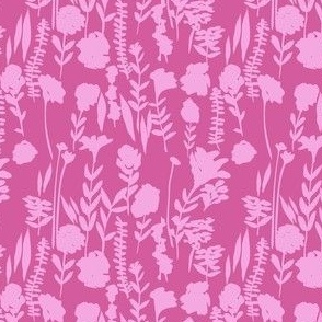 Mini // Wildflowers Ditsy Pink on Raspberry Pink // 4”