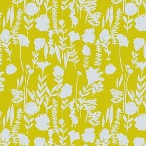 Mini // Wildflowers Ditsy Sky Blue on Chartreuse // 4”