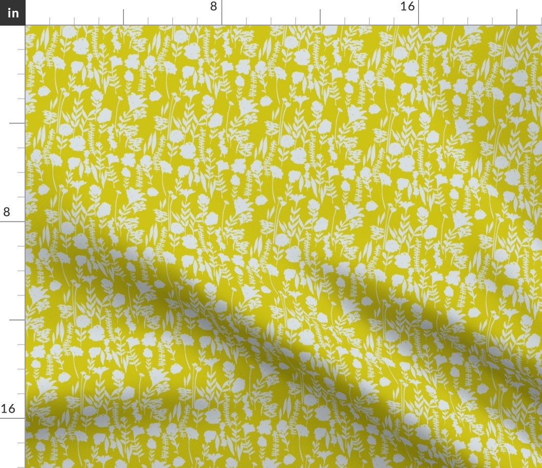 Mini // Wildflowers Ditsy Sky Blue on Chartreuse // 4”