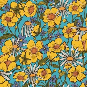 Betty buttercups, daisies and forget me nots