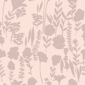 large // Boho Wildflowers Ditsy Lavender Purple on Pale Blush Pink // 12”