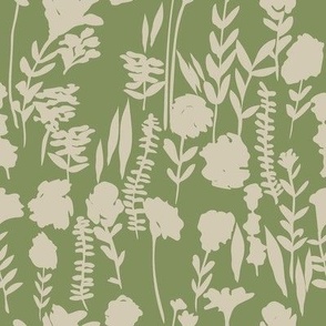 medium // Boho Wildflowers Ditsy Sage Green on Artichoke Green // 8”