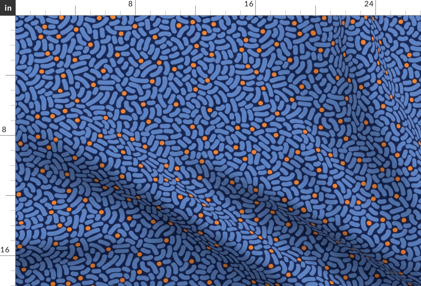 Non-Directional - Blue-Orange Splash - Abstract Shapes - Dark Blue bg - Small