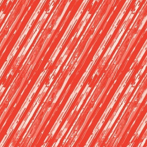 Painted Diagonal Watercolor Stripe - White on Red