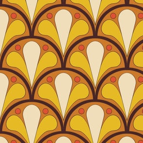 Nouveau Fans in Marigold Yellow, Ochre, Orange & Cream // Large Scale