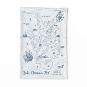 Lake Norman, NC  Vintage Map Tea Towel _ Blue