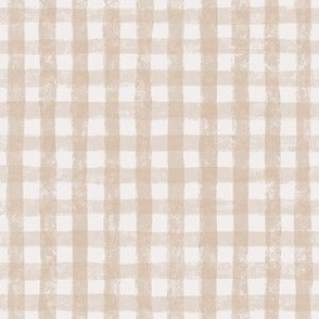 Boho White Beige Textured Gingham Plaid