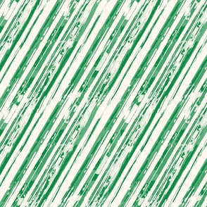 Painted Diagonal Watercolor Stripe - Emerald Green on White