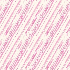 Painted Diagonal Watercolor Stripe - Pink on White