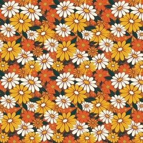 Vintage Daisies - Goldenrod Yellow Orange and White / Small 4 inch