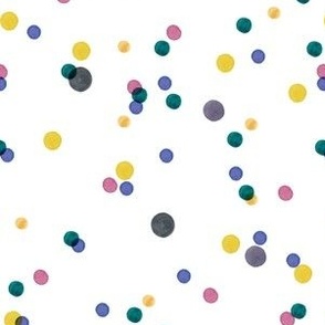 Watercolor Polka Dots - White Multi