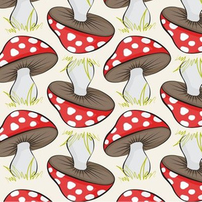 Sassy Fox - Neutral and red toadstools