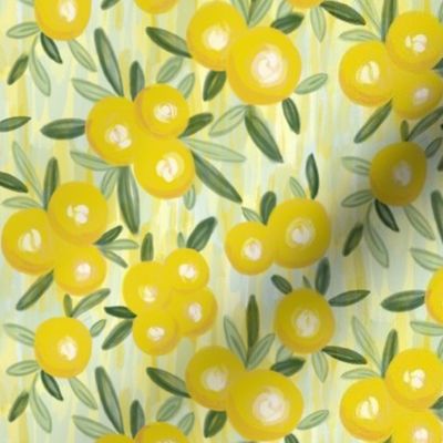 Tropical Lemons on Painterly Background Texture