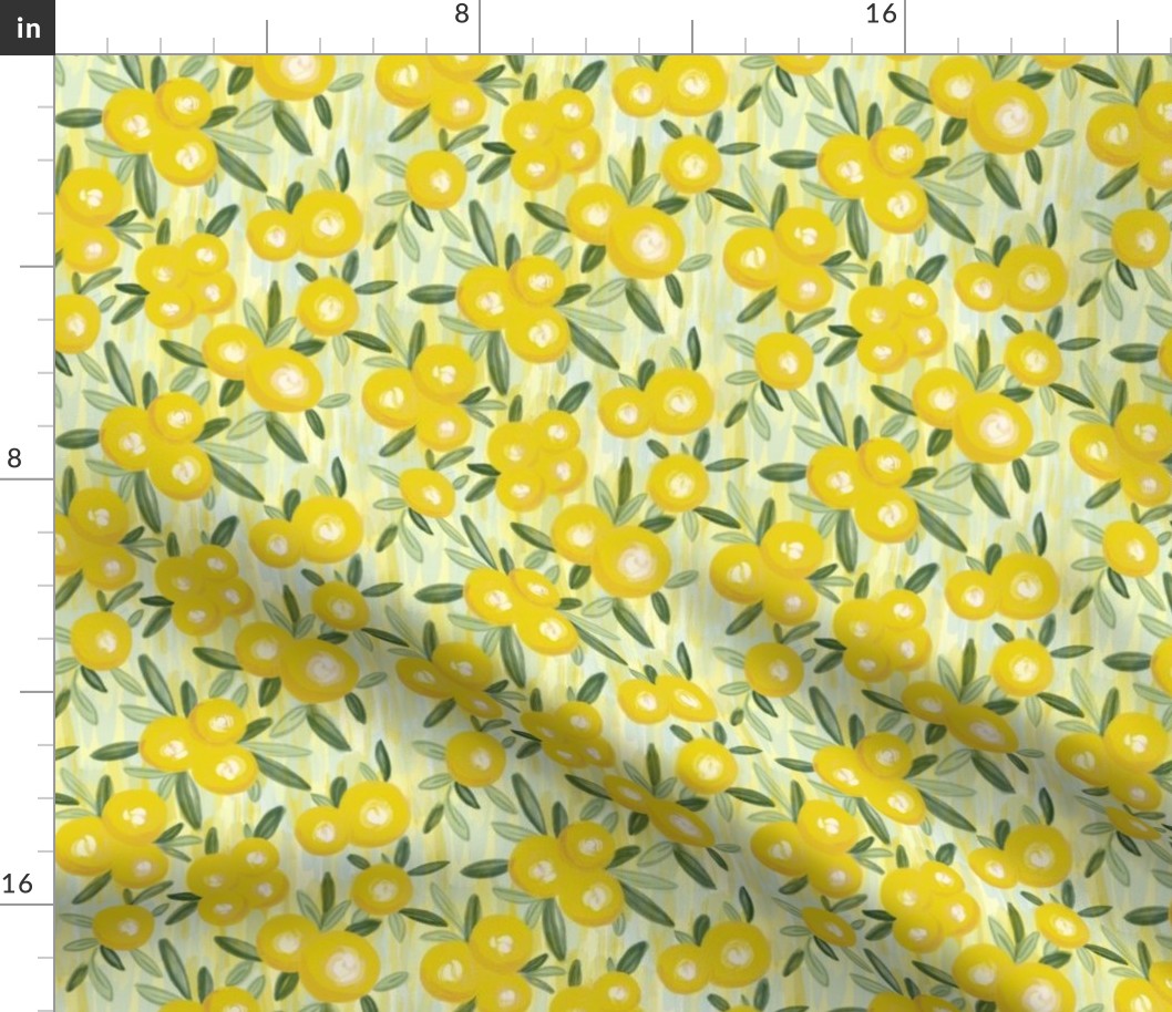 Tropical Lemons on Painterly Background Texture