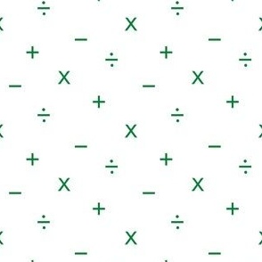 Simple Math Symbols, Green on White