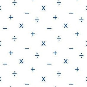 Simple Math Symbols, Blue on White