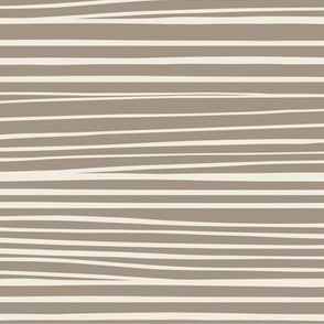 Hand Drawn Horizontal Stripes | Creamy White, Khaki Brown | Contemporary 02