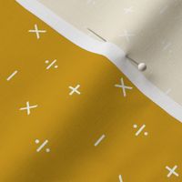 Simple Math Symbols, White on Mustard