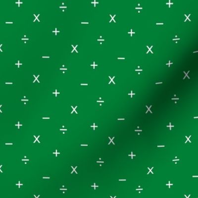Simple Math Symbols, White on Green