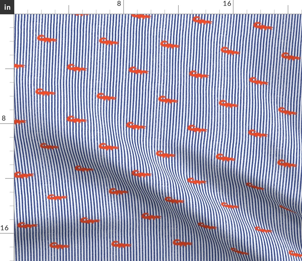 Royal Blue and Bright Orange Team Color Gator Seersucker Stripe 