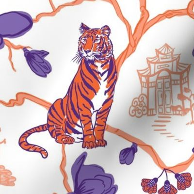 Orange and Purple Tiger Chinoiserie 1