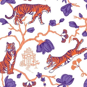 Orange and Purple Tiger Chinoiserie 1