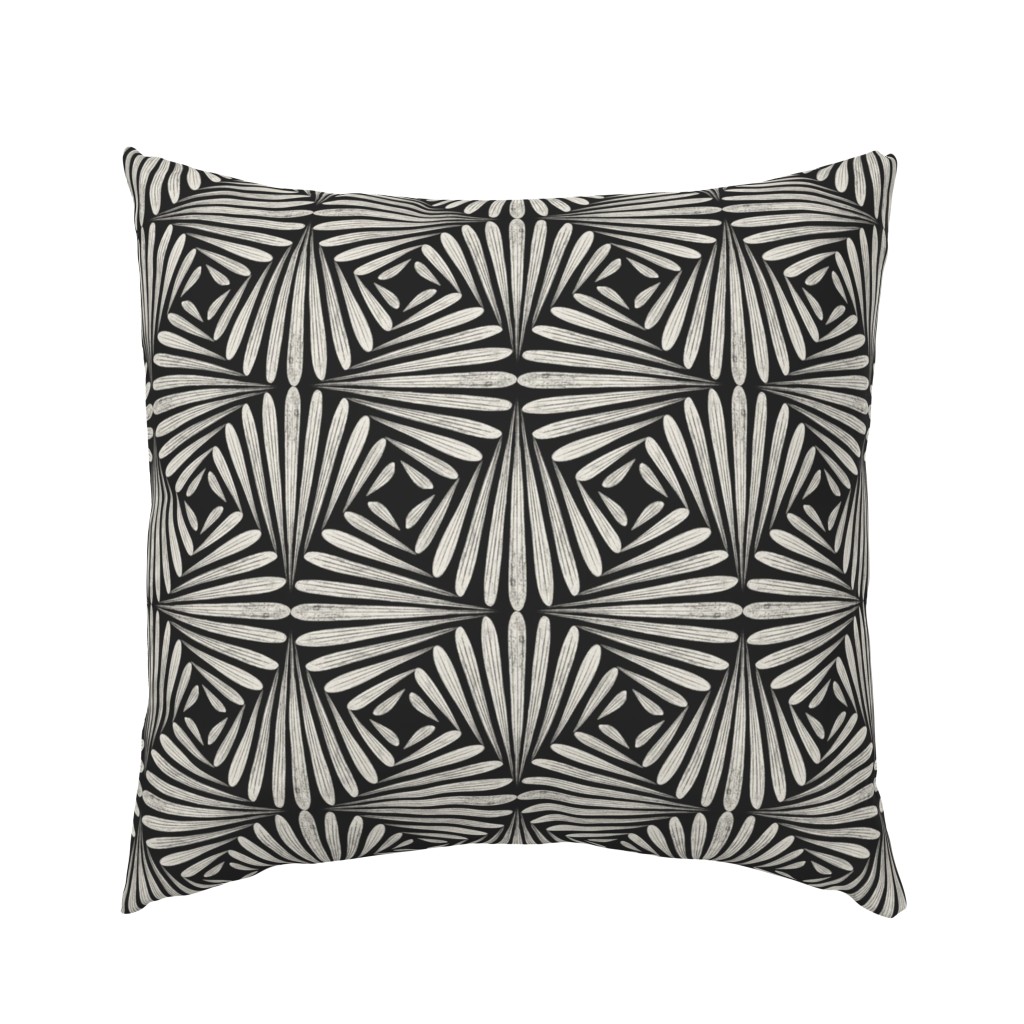 scallop fans ogee | creamy white, raisin black | multidirectional black and white art deco geometric