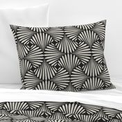scallop fans ogee | creamy white, raisin black | multidirectional black and white art deco geometric