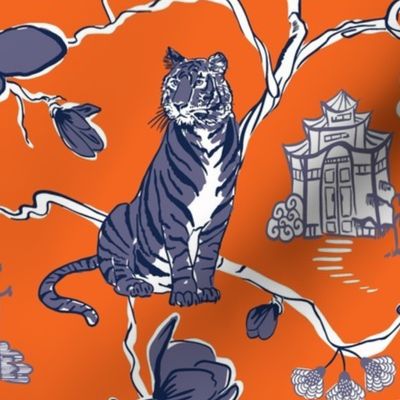 Navy and Orange Chinoiserie Tiger 3