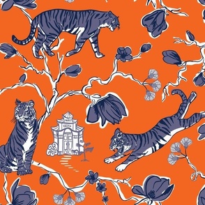 Navy and Orange Chinoiserie Tiger 3