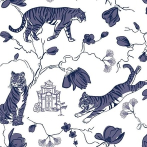 Navy and Orange Chinoiserie Tiger 4