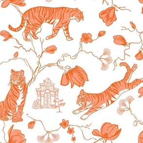 Navy and Orange Chinoiserie Tiger 5
