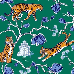 Jade Green Chinoiserie Tiger