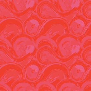 Modern Abstract Watercolor Swirl - in Red and Pink