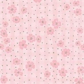 Pink Flowers Green Dots Gingham Checker Plaid