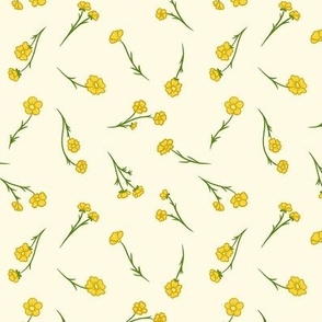 Yellow Buttercup Tossed Floral