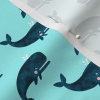Swimming Whales on Aqua