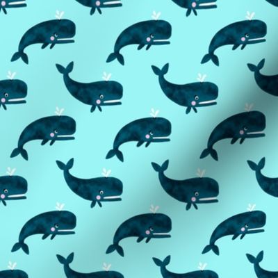 Swimming Whales on Aqua