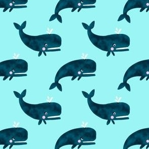 Swimming Whales on Aqua