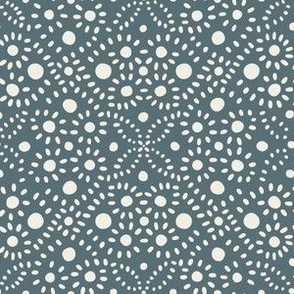 hand drawn pattern dots _ creamy white, marble blue _ polka dot
