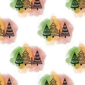 Folk trees / autumn / winter / christmas trees with background 10.5 x 0.5