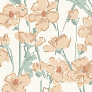 Buttercup Meadow Floral_Jumbo_wallpaper_Natural and Sage Green_Hufton Studio