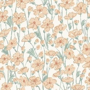 Buttercup Meadow Floral_Medium_wallpaper_Natural and Sage Green_Hufton Studio