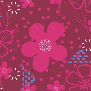 Joyful Buttercups - Luxe Pink - Bright  Abstract.