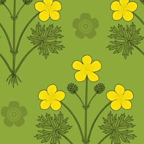 Hand-drawn Buttercup Damask - Medium