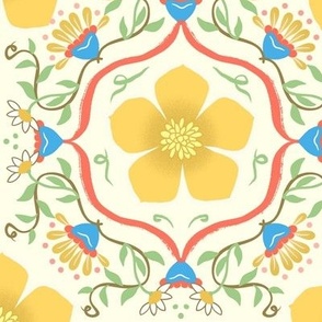 Buttercup tiles on light yellow - medium size